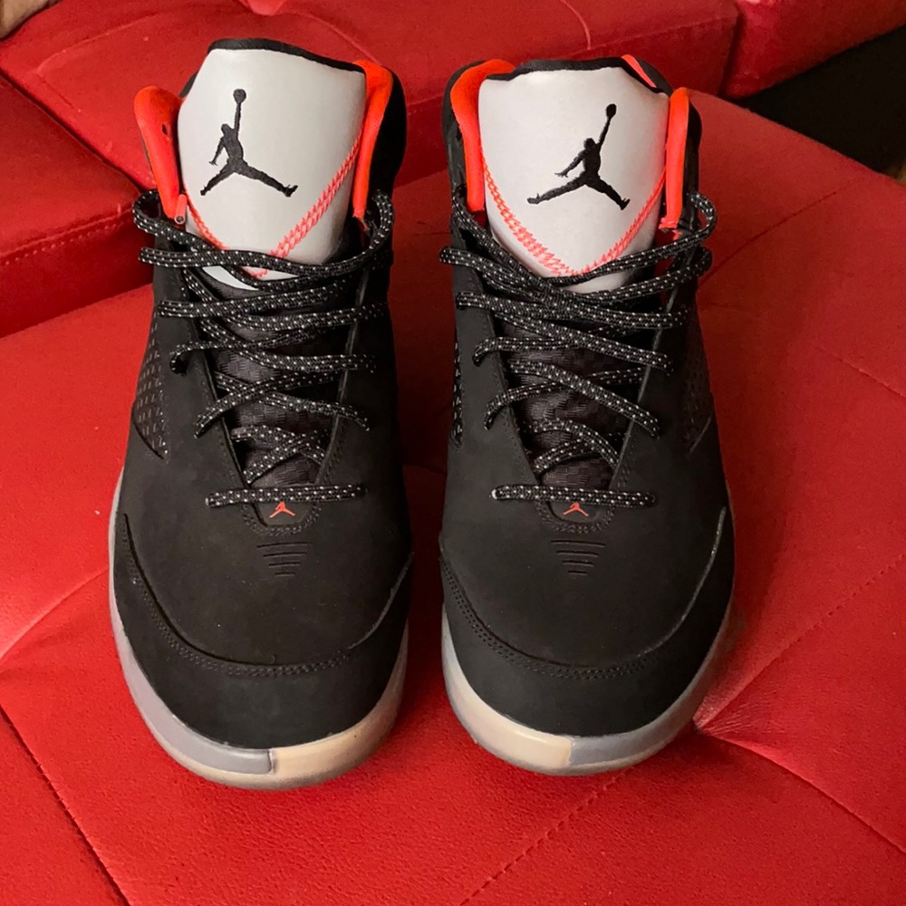 Jordan black with neon Orange and gray